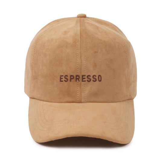 'Espresso' Embroidered Faux Suede Baseball Cap