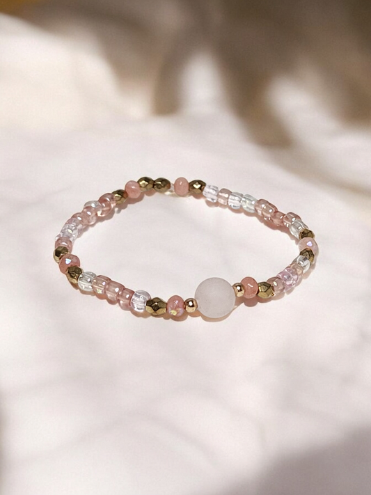 Pink Rose Quartz Beaded Bracelet