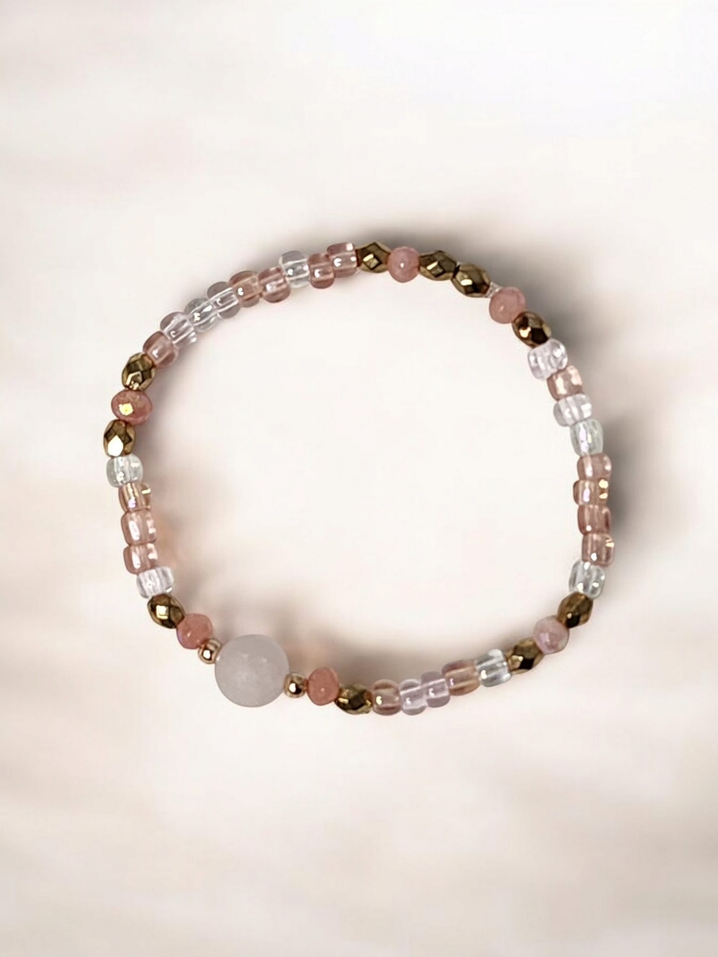 Pink Rose Quartz Beaded Bracelet