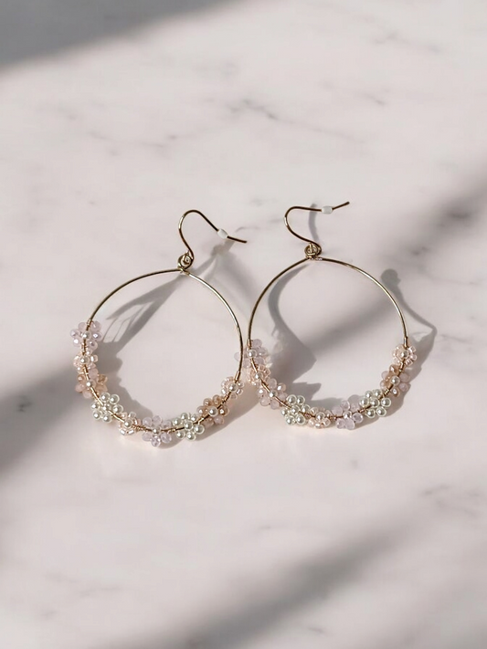 Sunrise Blush Daisy Hoop Earrings